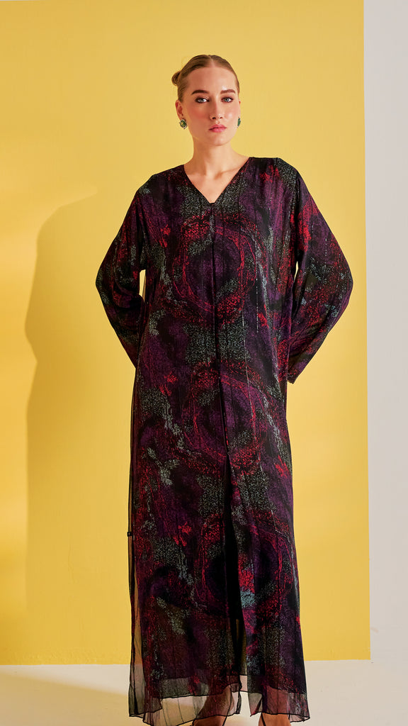Chiffon Hamah Raisin Abaya