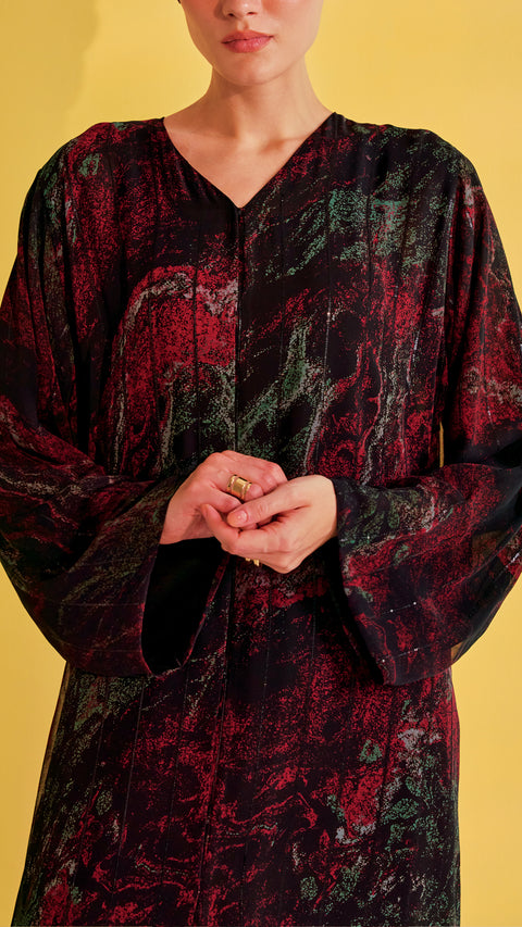 Chiffon Hamah Red Abaya
