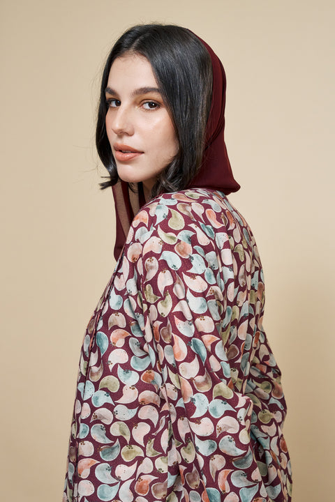 Haymana Wine Burgundy Abaya