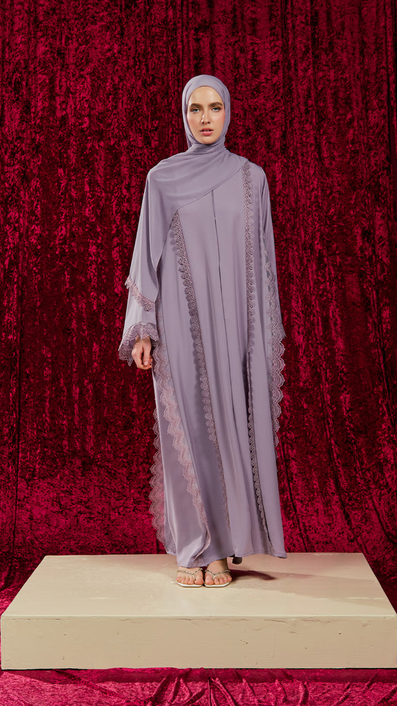Korean Nidha Ismailia Dusty Lilac Abaya