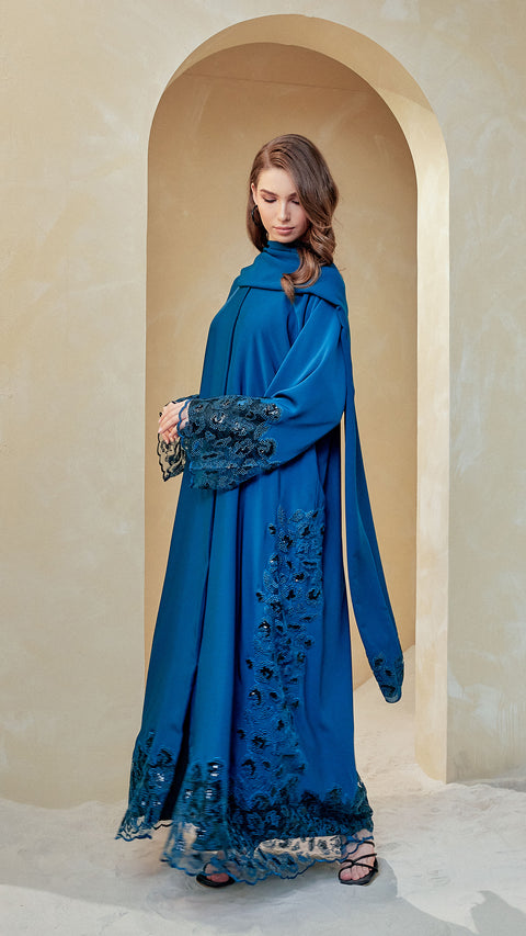 Indah Teal Blue Abaya