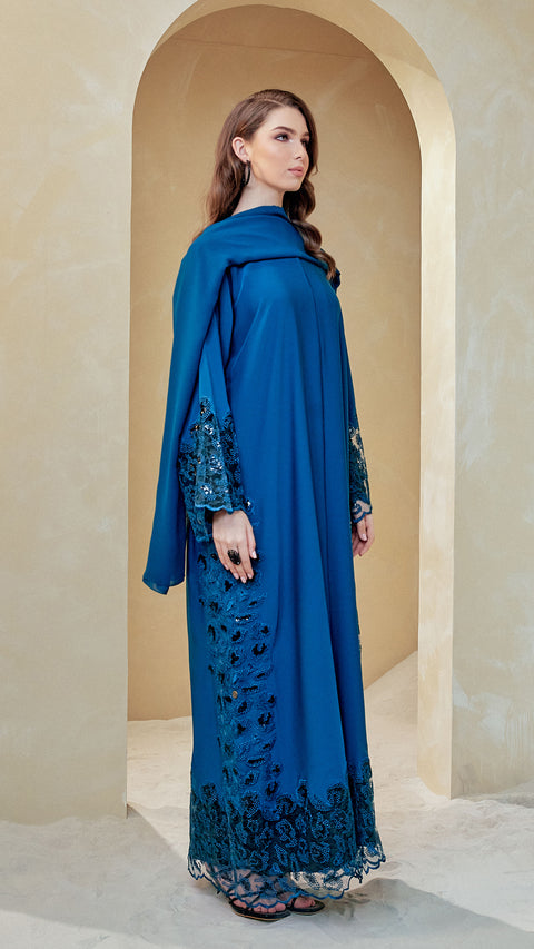 Indah Teal Blue Abaya