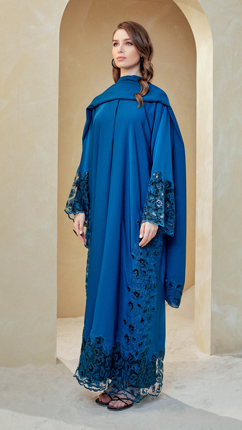 Indah Teal Blue Abaya