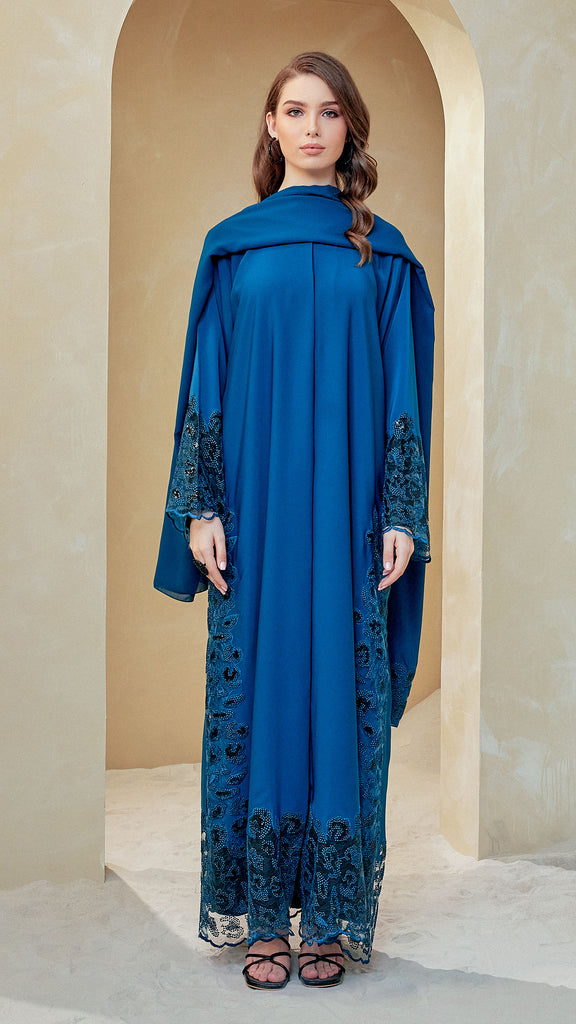 Korean Nidha Indah Teal Blue Abaya
