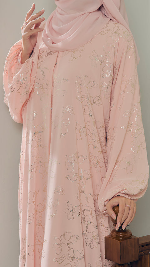 Isfara Coral Peach Abaya