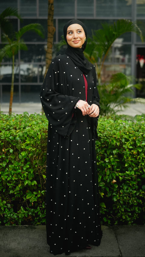 Jazan Obsidian Silver Cardi Abaya