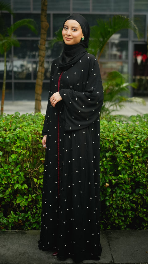 Jazan Obsidian Silver Cardi Abaya