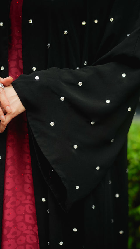 Jazan Obsidian Silver Cardi Abaya