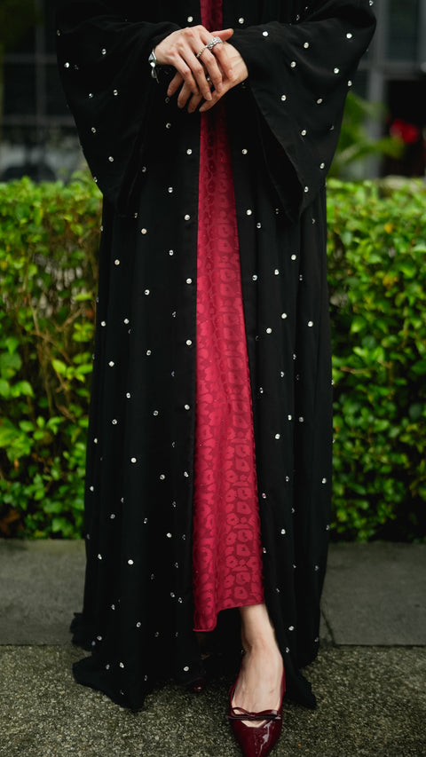 Jazan Obsidian Silver Cardi Abaya