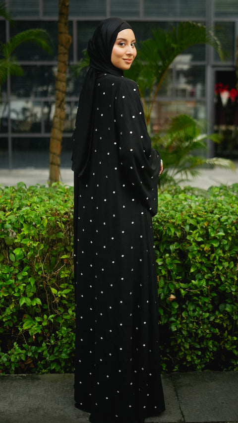 Jazan Obsidian Silver Cardi Abaya
