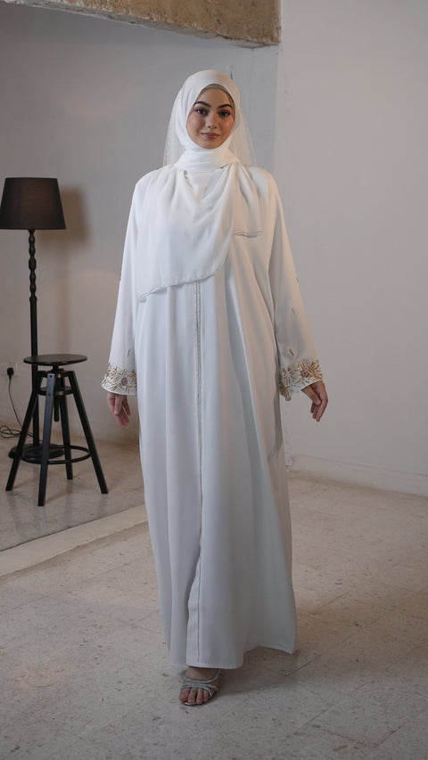 Khyber White Dust Gold Abaya