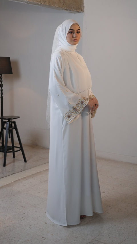 Khyber White Dust Gold Abaya