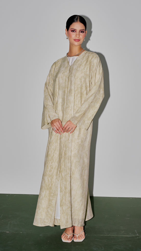 Pure Linen Kalba Lime Green Abaya