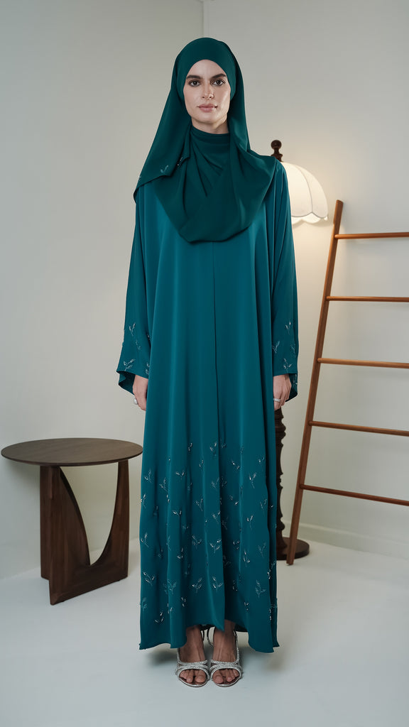 Korean Nidha Kas Teal Green Abaya