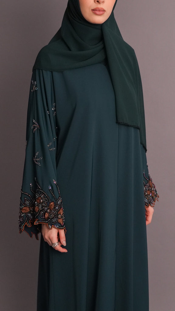 Korean Nidha Kassala Dark Teal Geen Abaya