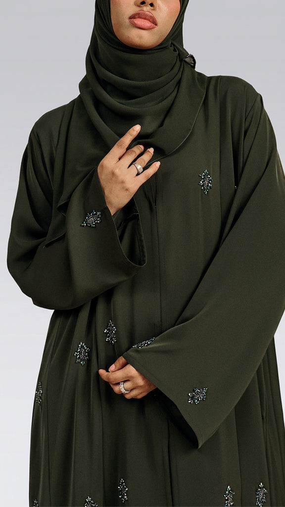 Korean Nidha Khaznah Moss Green Abaya