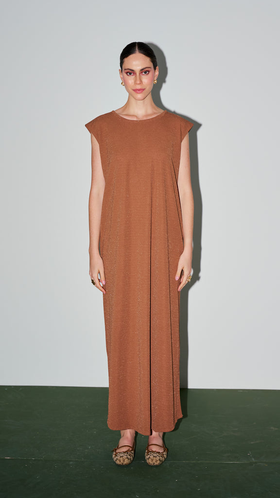 Glitter Jersey Kyzart Golden Brown Glitter Dress