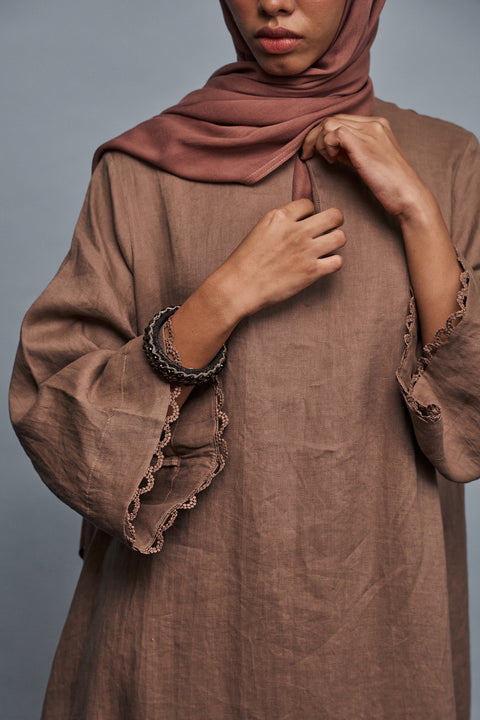 Celine Linen Dress in Umber