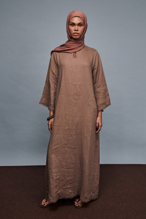Celine Linen Dress in Umber