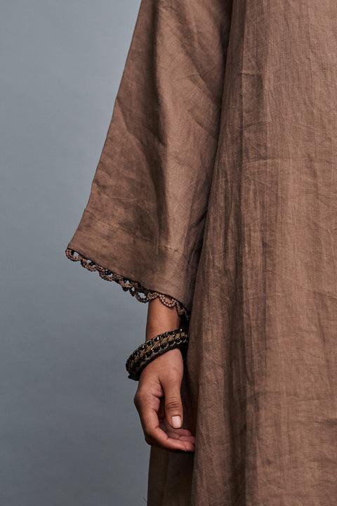 Celine Linen Dress in Umber