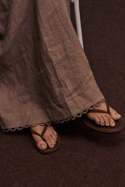 Celine Linen Dress in Umber