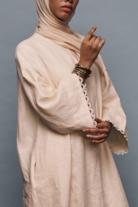 Celine Linen Dress in Ivory