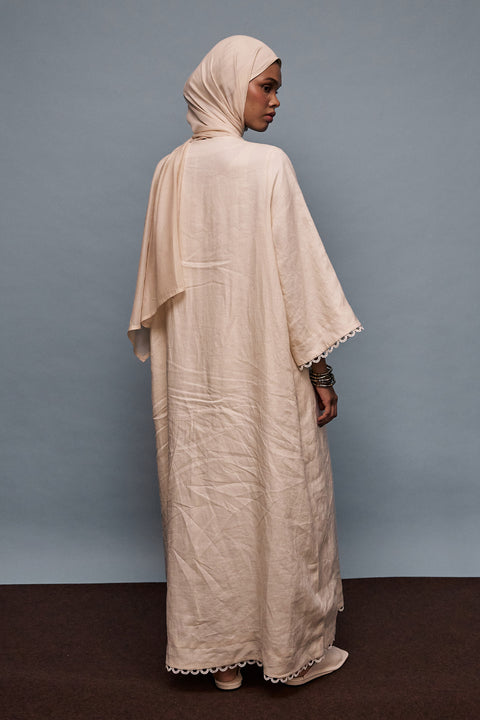 Celine Linen Dress in Ivory