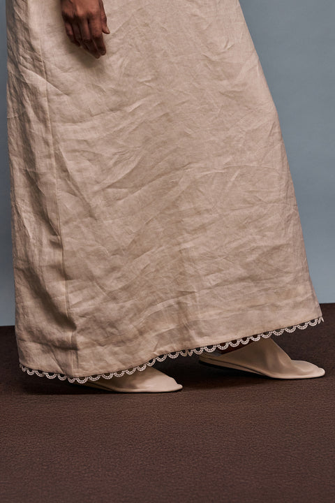 Celine Linen Dress in Ivory