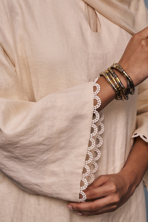 Celine Linen Dress in Ivory