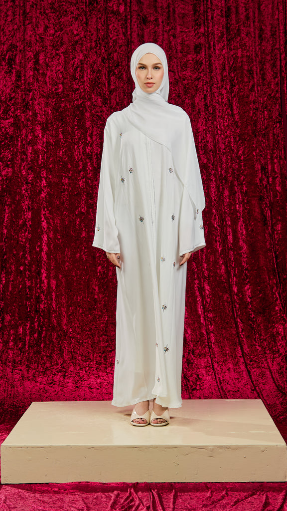 Korean Nidha Lali White Abaya