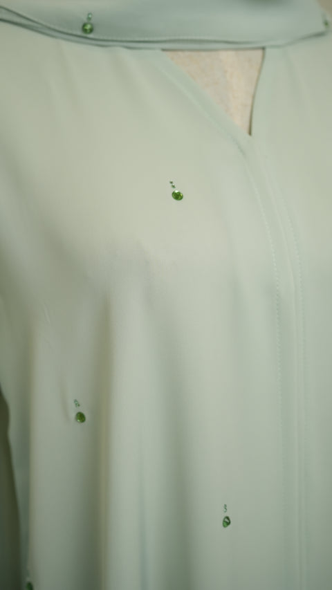 Lilanur Pastel Green Abaya