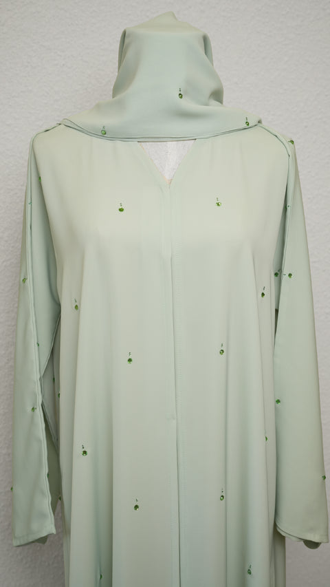 Lilanur Pastel Green Abaya