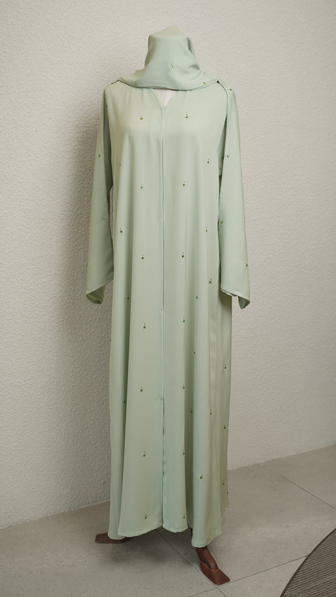Lilanur Pastel Green Abaya