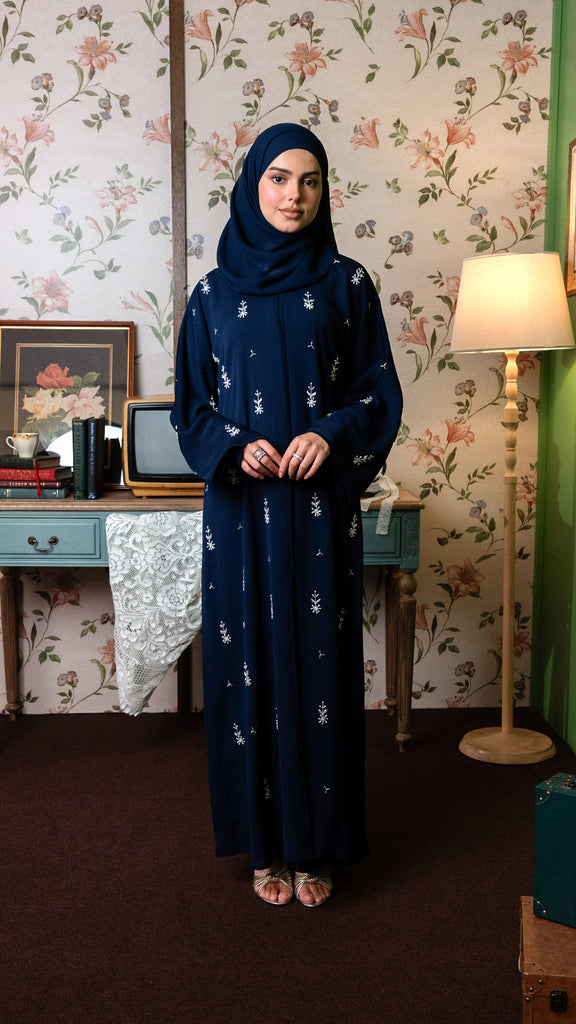 Korean Zoom Mahalat Midnight Blue Abaya