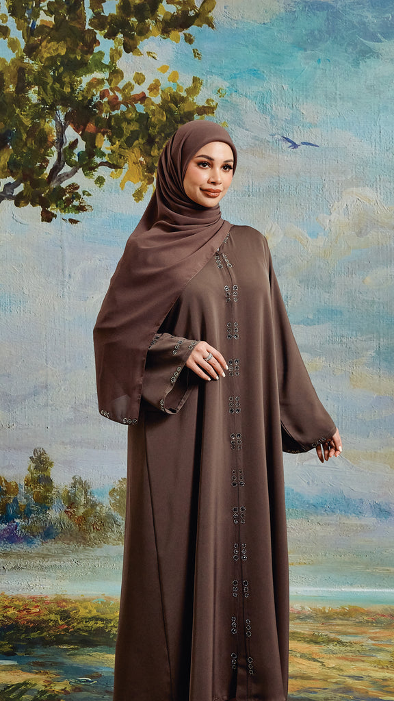 Korean Nidha Mahnoor Deep Mauve Abaya
