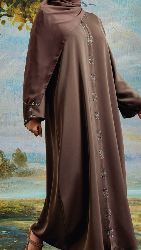Mahnoor Deep Mauve Abaya