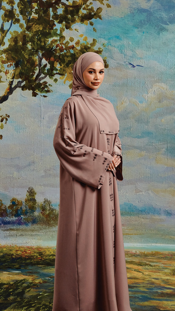 Korean Nidha Mahnoor Pink Mauve Abaya