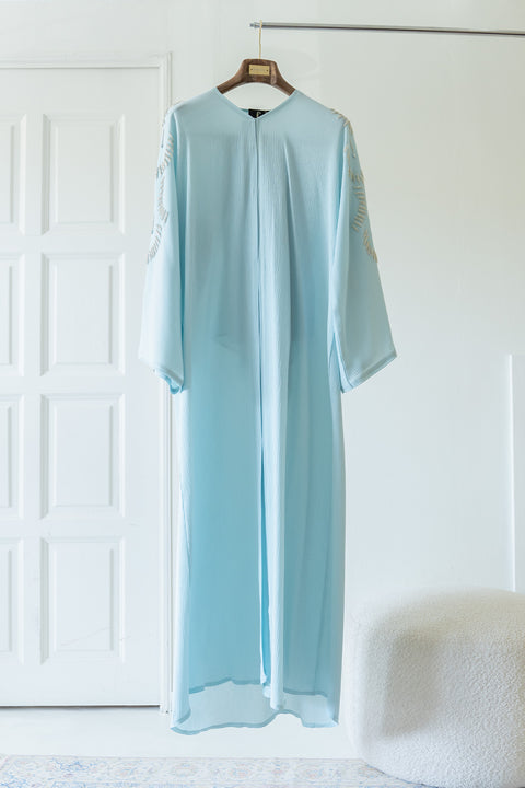 Korean Zoom Najran Baby Blue Abaya