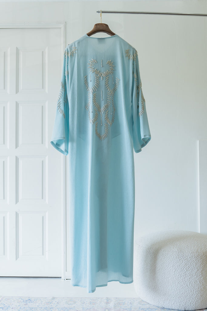 Korean Zoom Najran Baby Blue Abaya