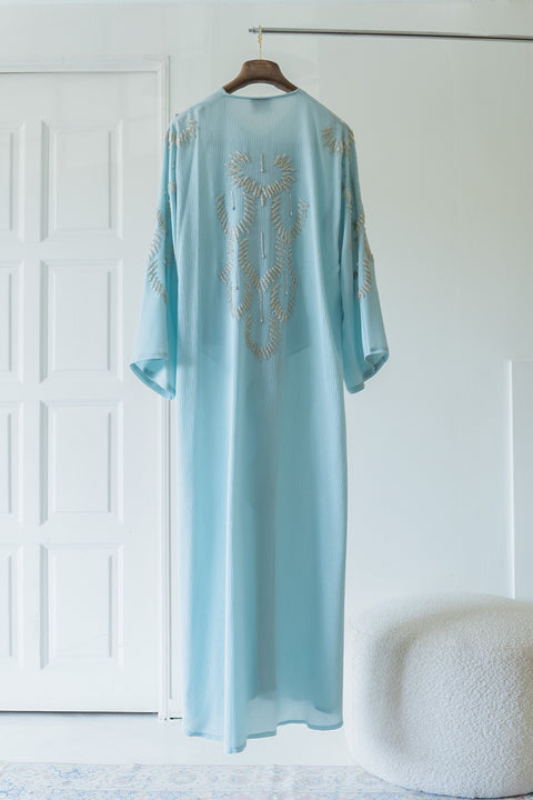 Korean Zoom Najran Baby Blue Abaya