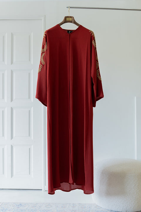 Korean Zoom Najran Brick Orange Abaya