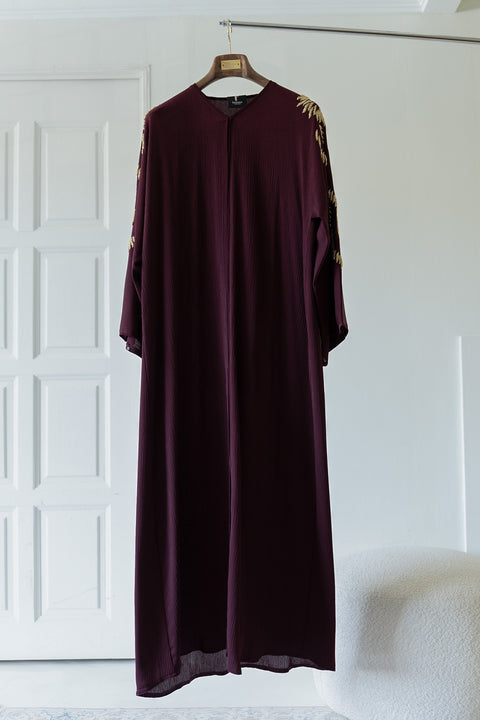 Korean Zoom Najran Burgundy Abaya