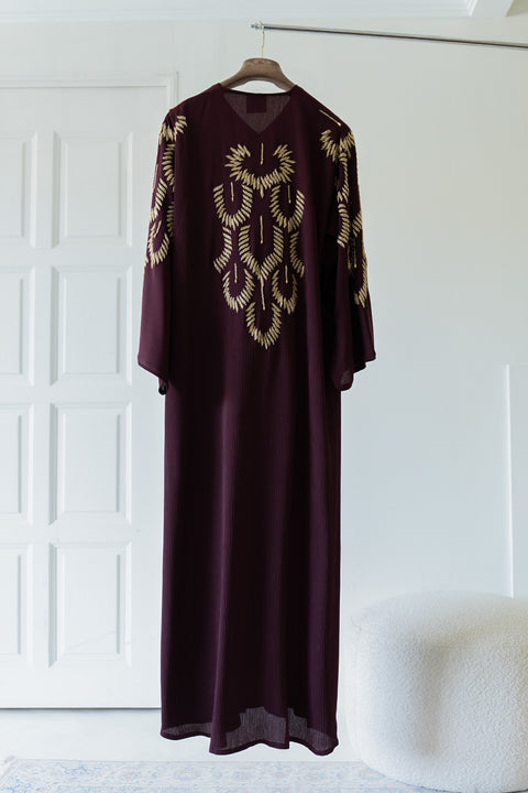 Korean Zoom Najran Burgundy Abaya