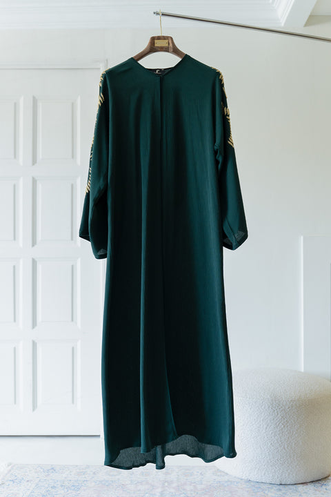 Korean Zoom Najran Emerald Green Abaya