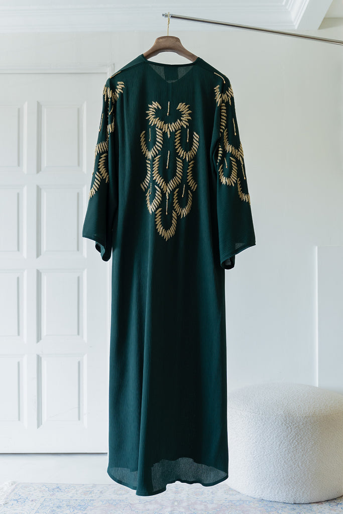 Korean Zoom Najran Emerald Green Abaya