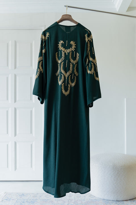 Korean Zoom Najran Emerald Green Abaya