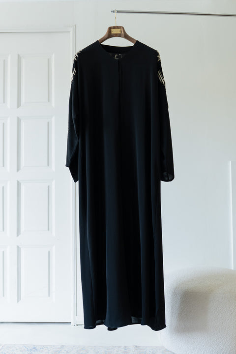 Korean Nidha Najran Obsidian Silver Abaya
