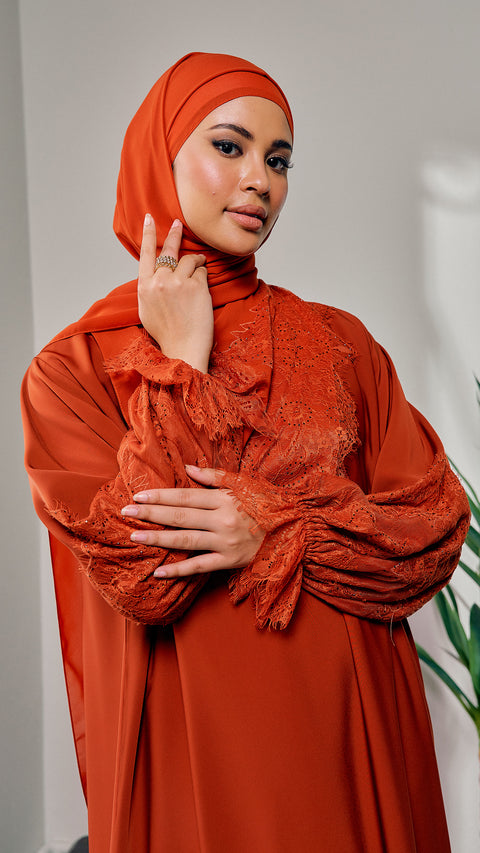 Nadine Brick Orange Abaya