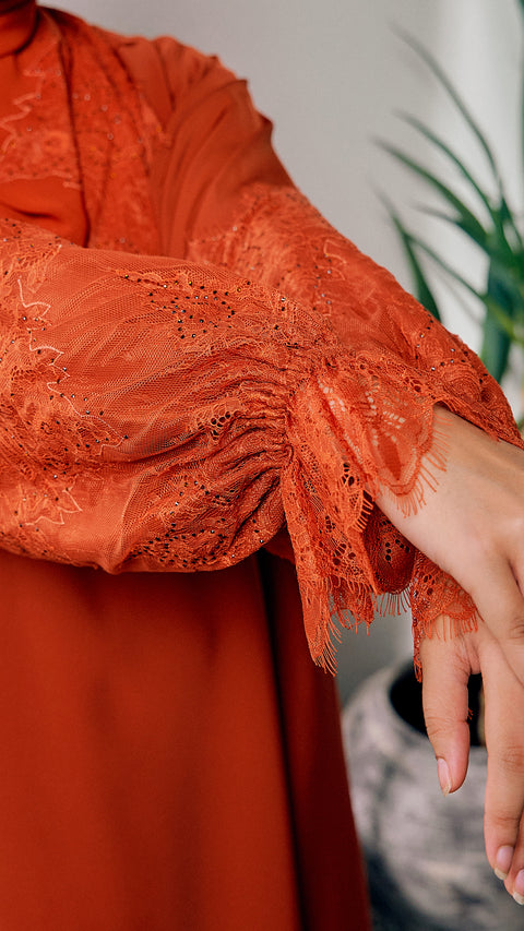 Nadine Brick Orange Abaya