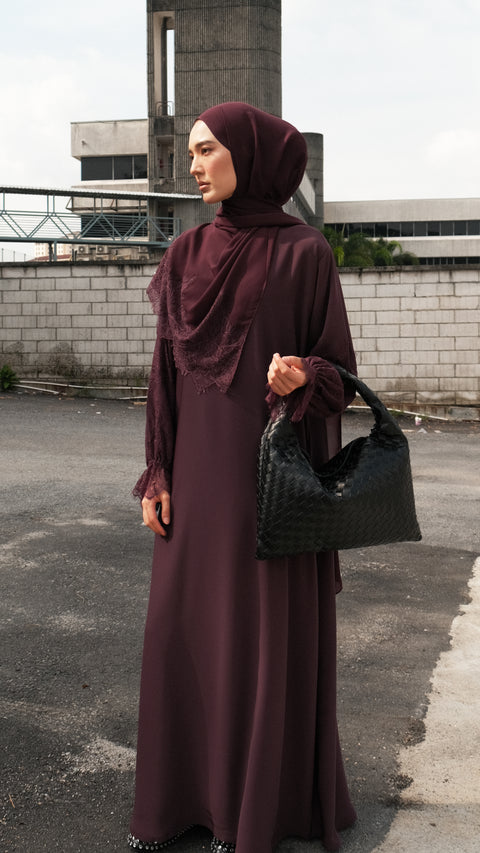 Nadine Burgundy Abaya  Fustaann